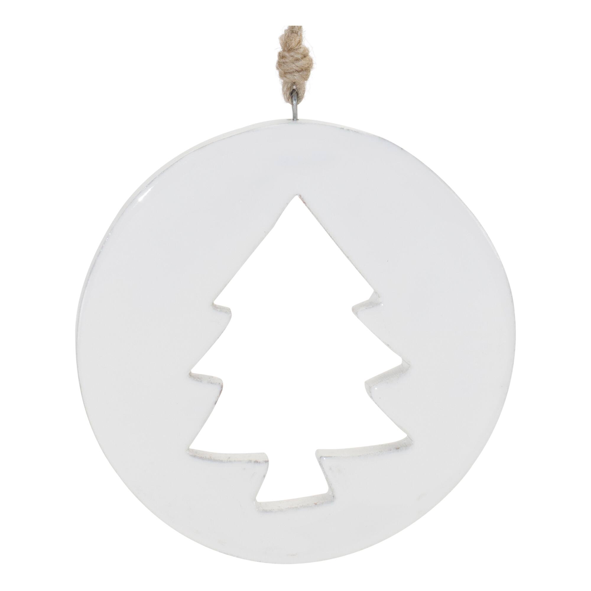 Wood Pine Tree Cut-Out Ornaments Set